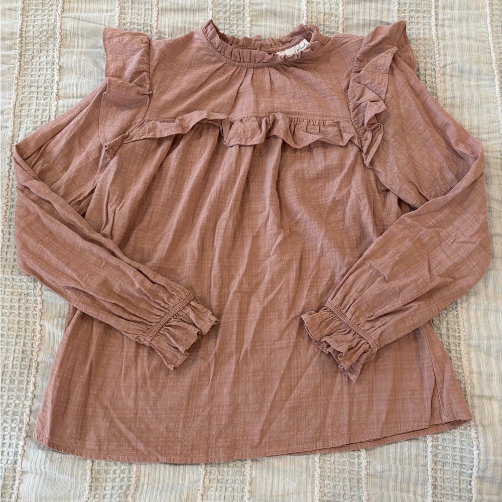 Universal Thread Medium Ruffled Long Sleeve Blouse – Mauve Pink
